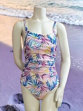 Catherine Malandrino Pastel Tropical Print One-Piece Swimsuit Size Medium